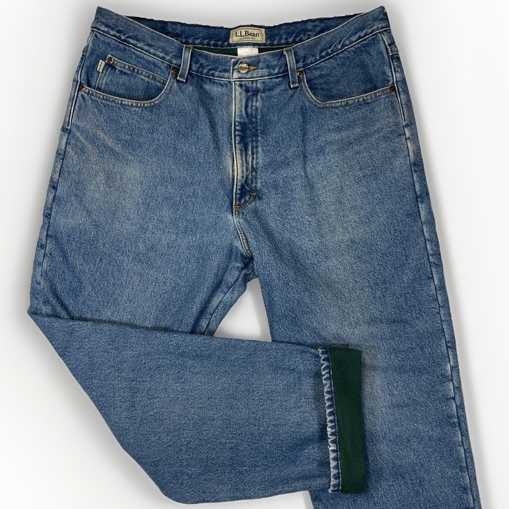 LL Bean Men's 37x30 Fits 36x30 Flannel Lined Denim Classic Fit Jeans